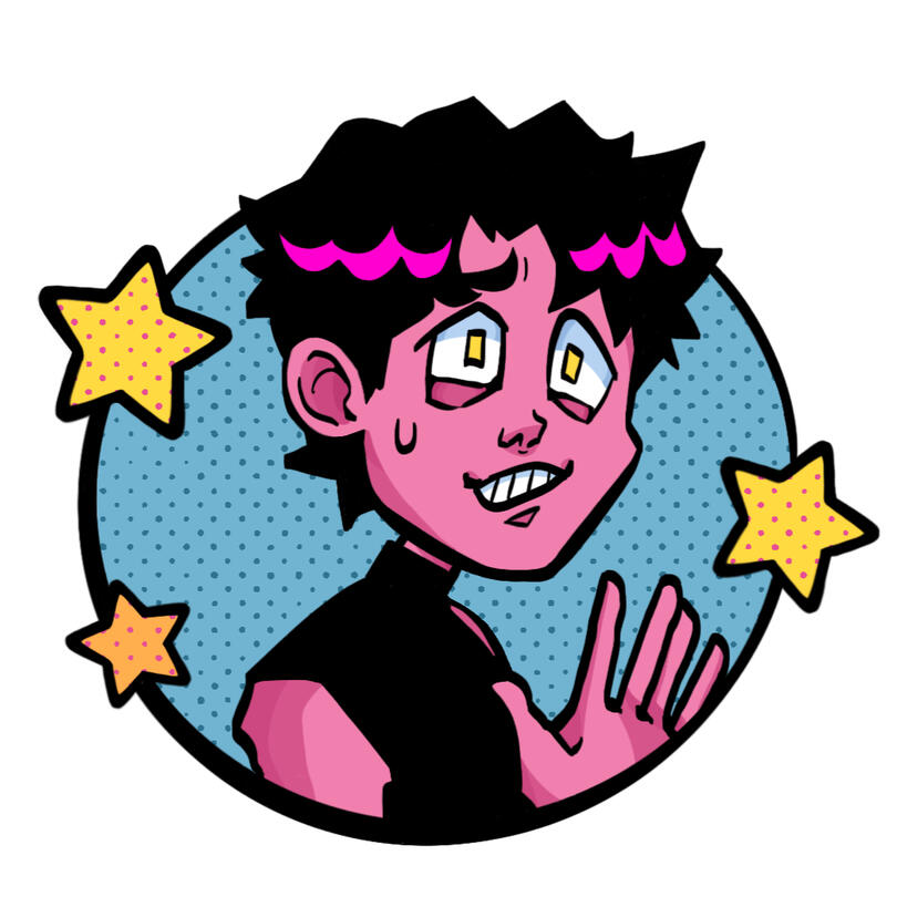 This is an image of the artist's logo, which is drawn as a cartoon portrait.